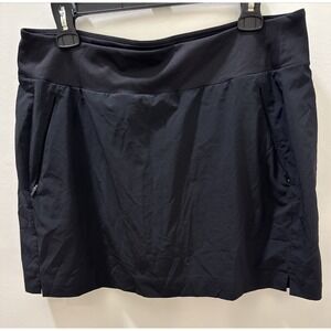 Athleta Soho Skort 14 Black Skirt Shorts Zip Pocket Lightweight Stretch Active